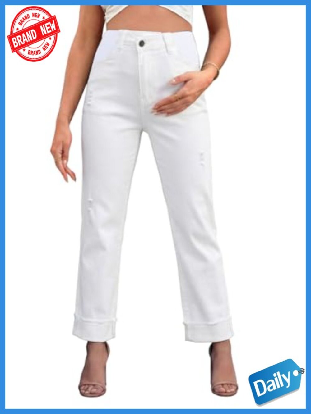 Maternity Jeans Crisscross High Waist Straight Leg Pregnancy Denim